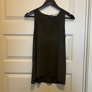 Elegant Flowy Olive Sleeveless Top